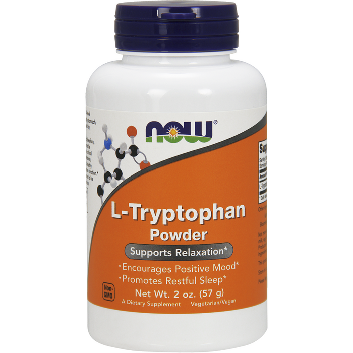 NOW L-Tryptophan Powder, 2 oz, front of jar