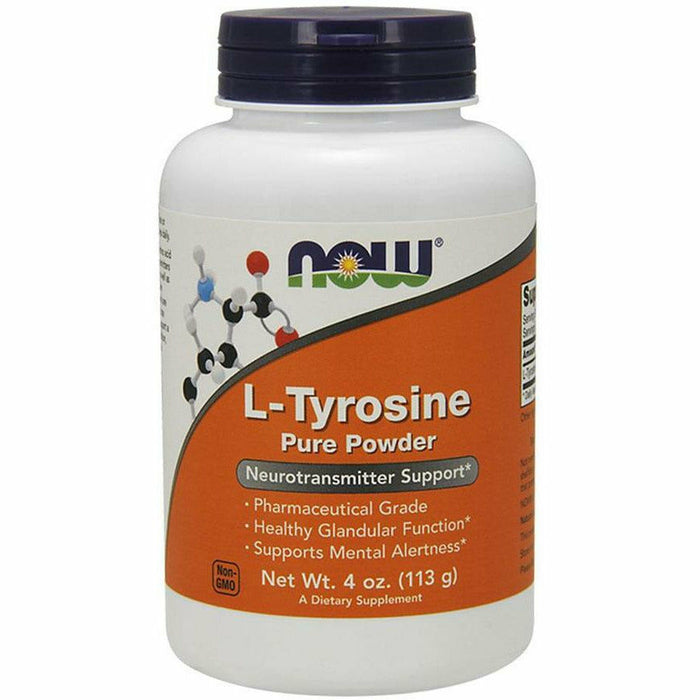 NOW L-Tyrosine, 4 oz, front of jar