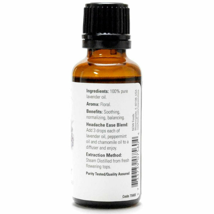 NOW Lavender Oil 1 fl oz back label