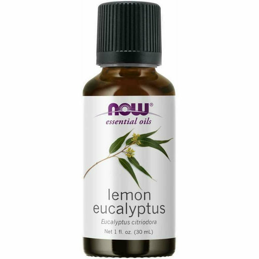 NOW Lemon Eucalyptus (citridora) Oil, 1 oz, front of bottle