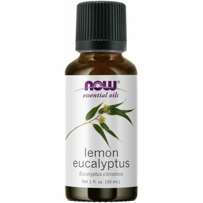 NOW Lemon Eucalyptus (citridora) Oil, 1 oz, front of bottle