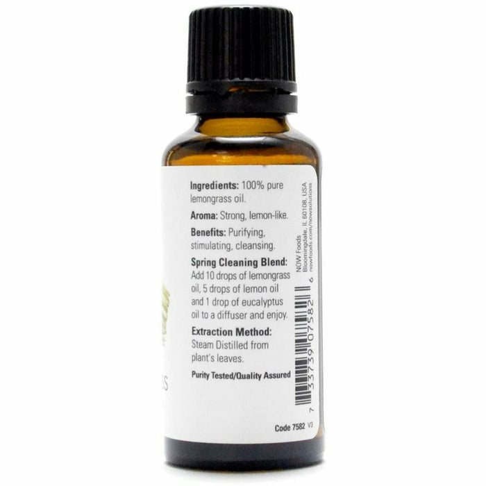 NOW Lemongrass Oil 1 fl oz back label