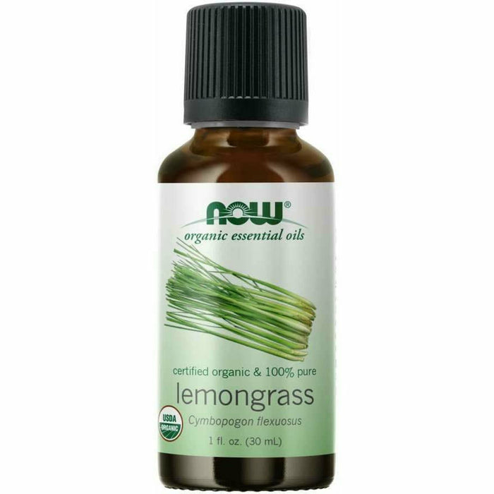 NOW Lemongrass Oil Organic, 1 fl oz, front of bottle