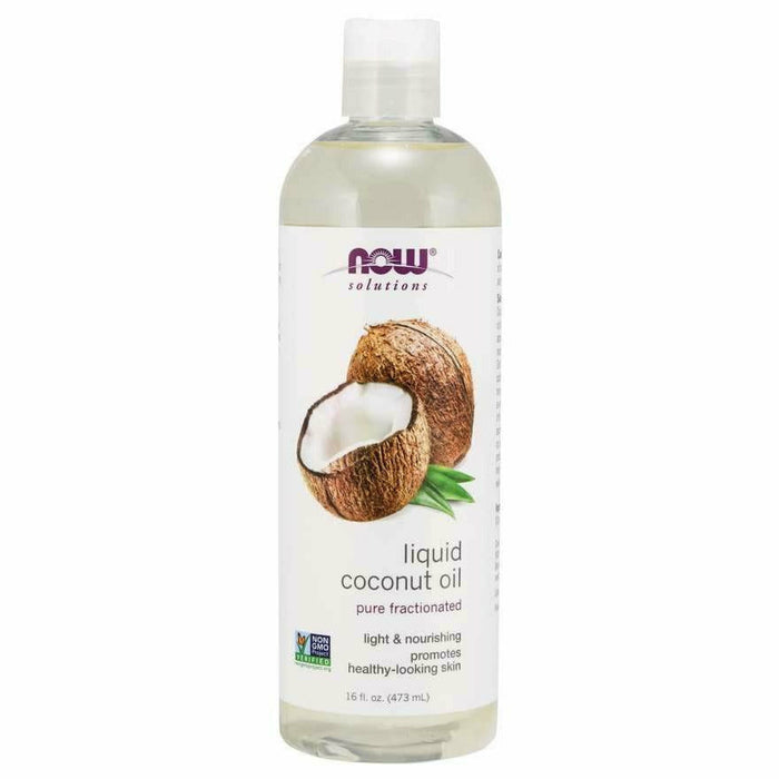 NOW Liquid Coconut Oil, 16 fl oz, front of bottle