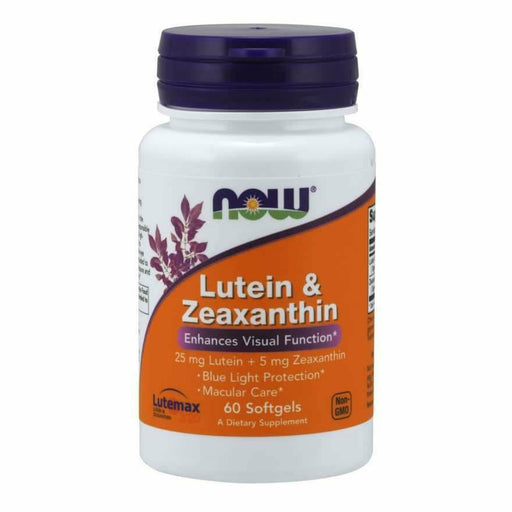 NOW Lutein & Zeaxanthin, 60 softgels, front of bottle