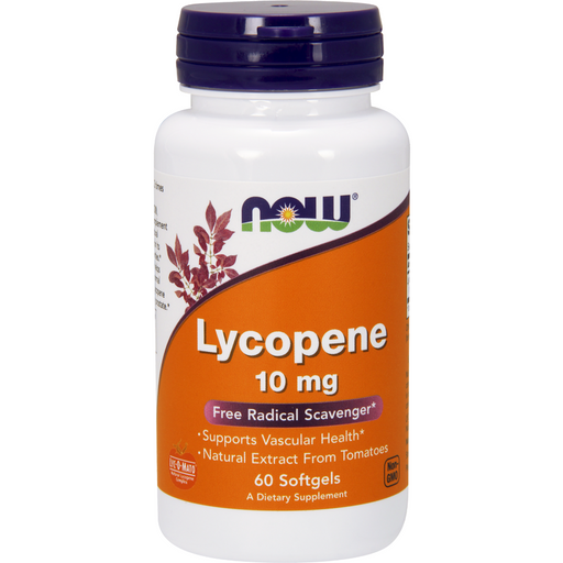NOW Lycopene 10 mg, 60 softgels, front of bottle