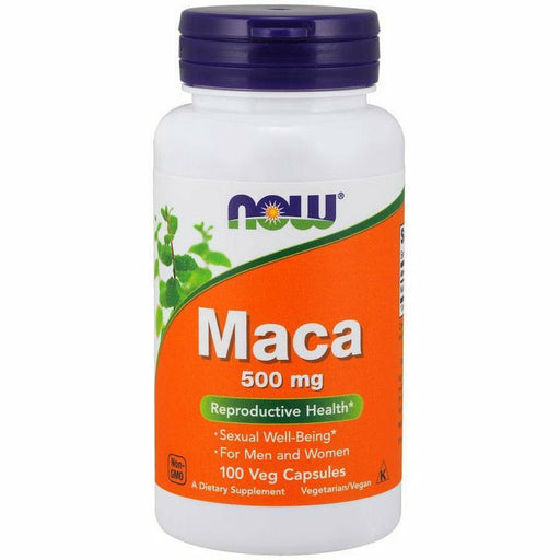 NOW Maca 500 mg, 100 capsules, front of bottle