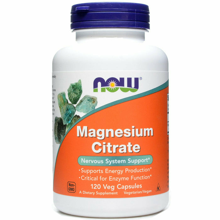 NOW Magnesium Citrate, 120 veg capsules, front of bottle