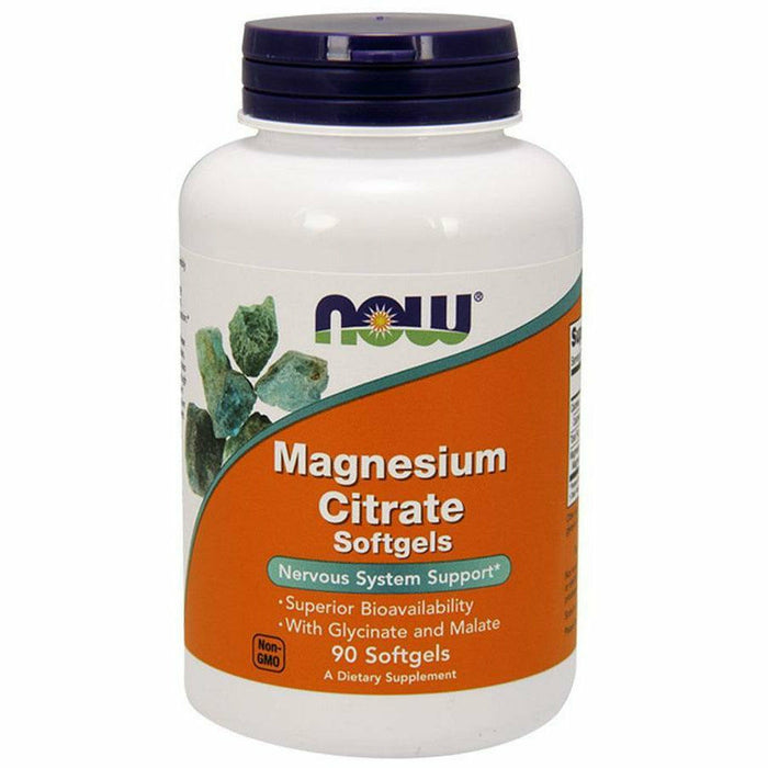 NOW Magnesium Citrate 400 mg, 90 softgels, front of bottle