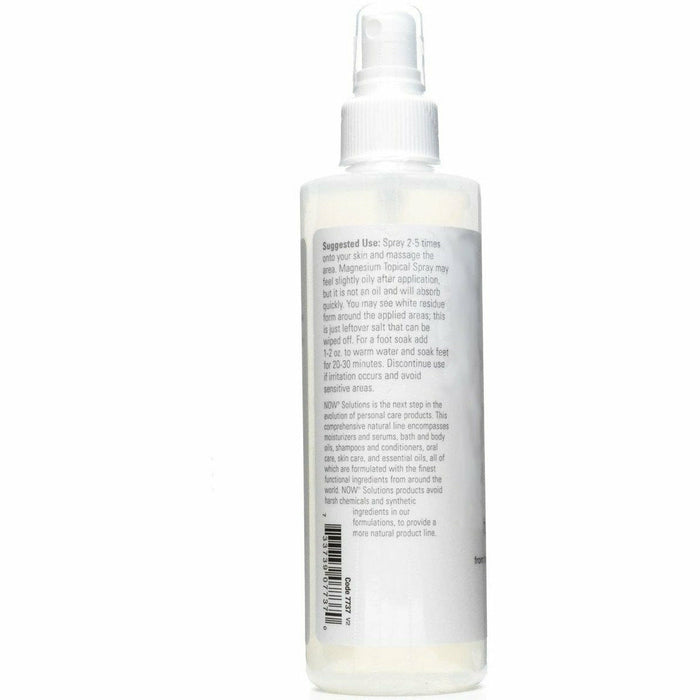 NOW Magnesium Topical Spray 8 fl oz suggested use label