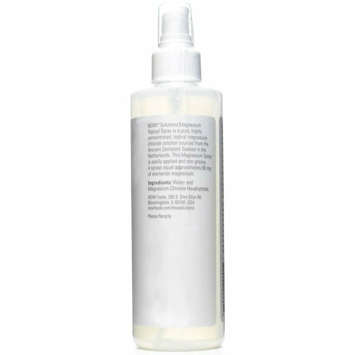 NOW Magnesium Topical Spray 8 fl oz supplement facts label