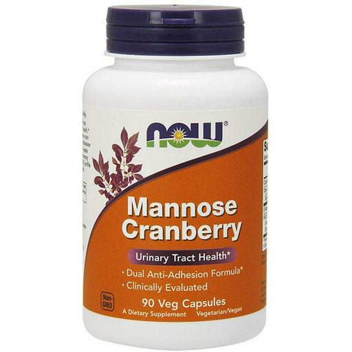 NOW Mannose Cranberry 500 mg, 90 veg capsules, front of bottle