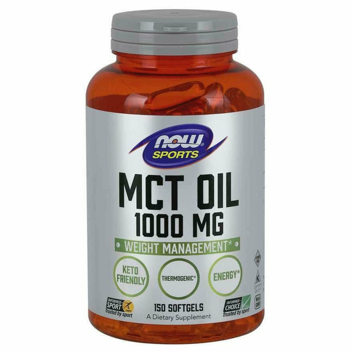NOW MCT Oil 1,000 mg, 150 softgels, front of bottle