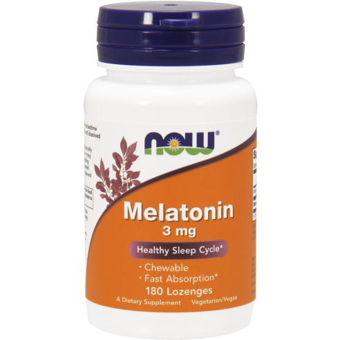 NOW Melatonin 3 mg, 180 lozenges, front of bottle