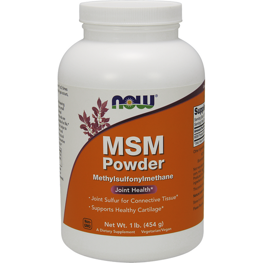 NOW MSM Powder, 1 lb, front of jar