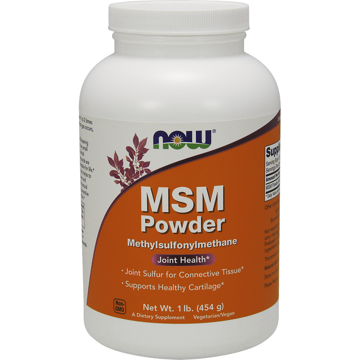 NOW MSM Powder, 1 lb, front of jar