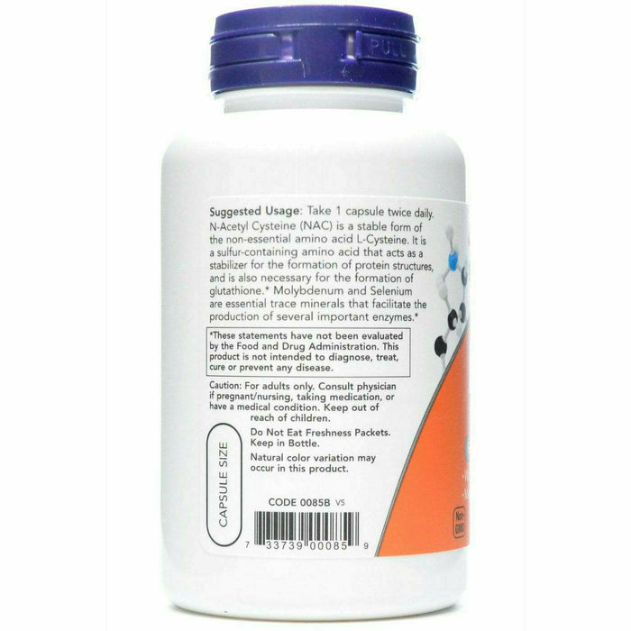 NOW NAC 600 mg 100 veg capsules suggested use label