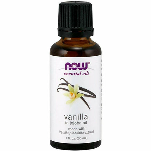 NOW Natural Vanilla in Jojoba Oil, 1 oz, front of bottle