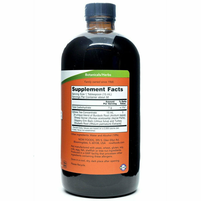 NOW Ojibwa Tea (Liquid) 16 fl oz supplement facts label