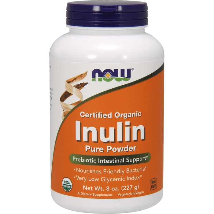 NOW Organic Inulin Powder, 8 oz, front of jar
