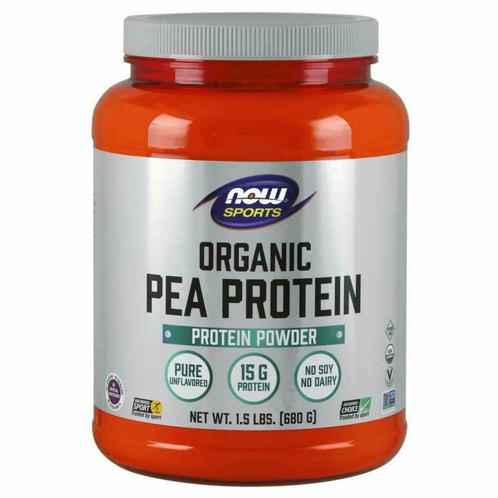 NOW Organic Pea Protein, 1.5 lb, front of jar