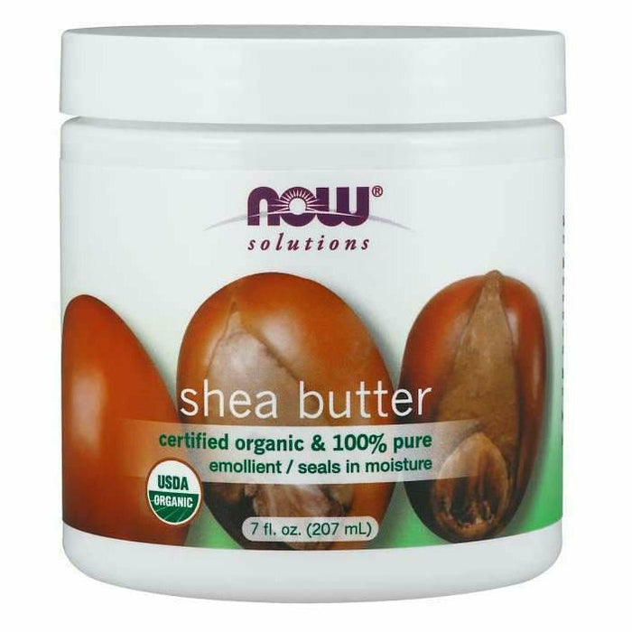 NOW Organic Shea Butter, 7 oz, front of jar