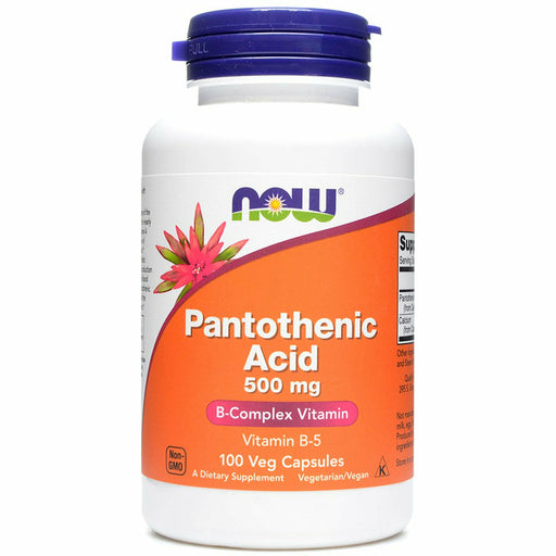 NOW Pantothenic Acid 500 mg, 100 capsules, front of bottle