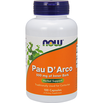 NOW Pau D'Arco 500 mg, 100 capsules, front of bottle