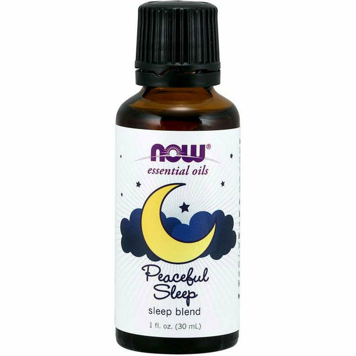 NOW Peaceful Sleep Oil Blend, 1 oz, front of bottle