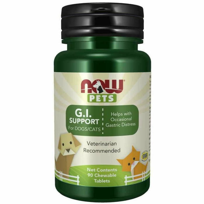 NOW Pets GI Support for Dogs & Cats, 90 chewable tablets, front of bottle
