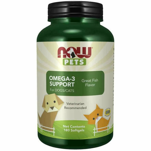 NOW Pets Omega-3 for Cats & Dogs, 180 softgels, front of bottle