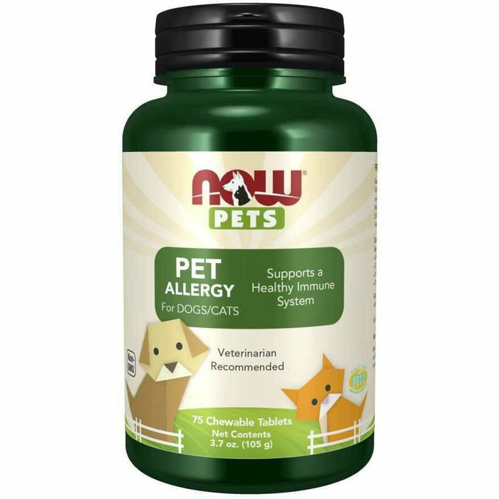 NOW Pets Pet Allergy, 75 chewable tablets, front of bottle