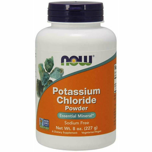 NOW Potassium Chloride, 8 oz, front of jar
