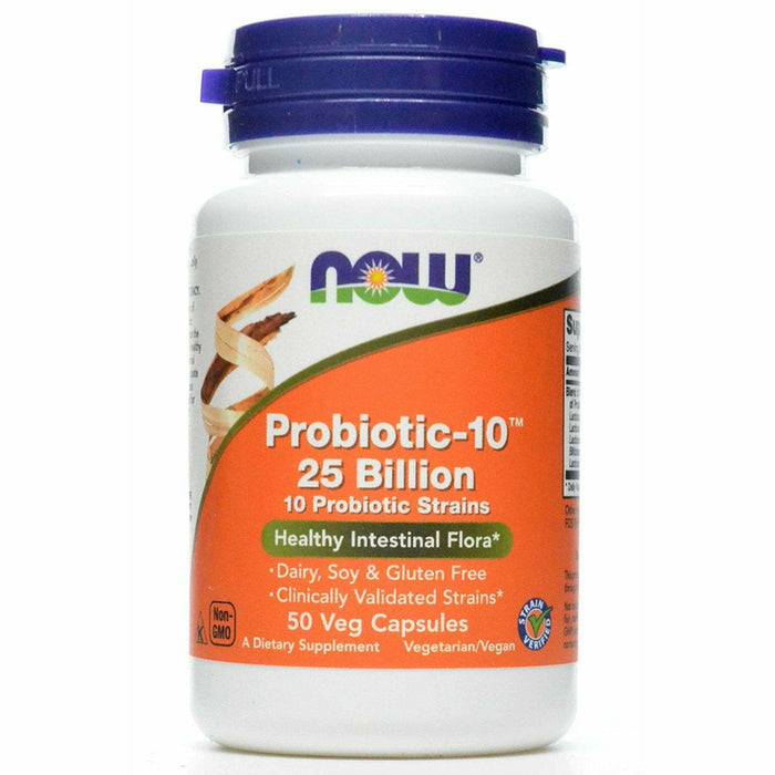 NOW Probiotic-10 25 Billion, 50 veg capsules, front of bottle