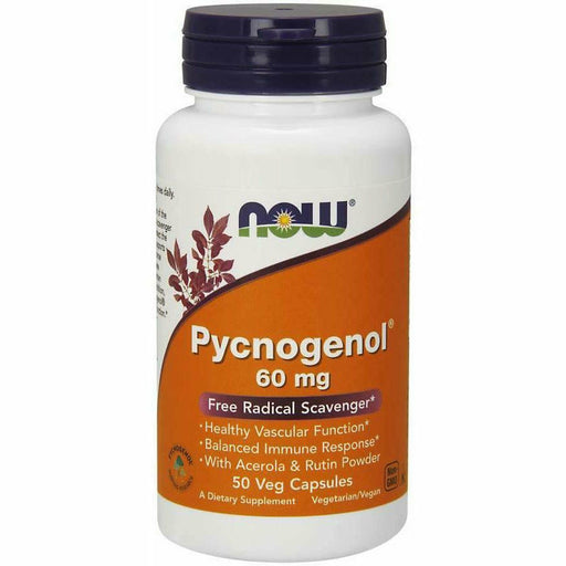 NOW Pycnogenol 60 mg, 50 veg capsules, front of bottle