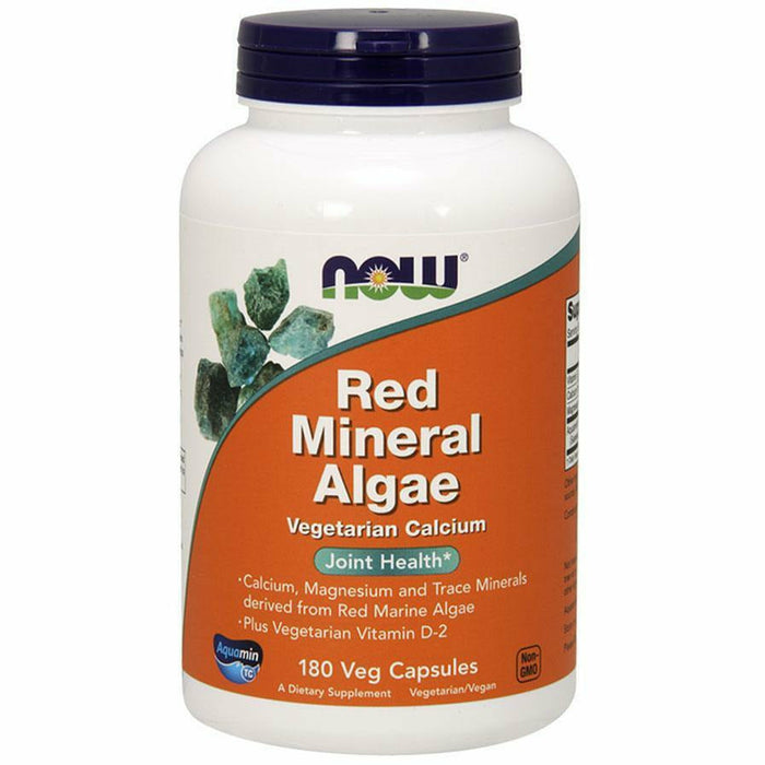 NOW Red Mineral Algae, 180 veg capsules, front of bottle