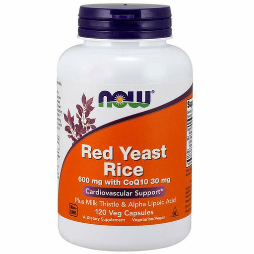 NOW Red Yeast Rice & CoQ10, 120 veg capsules, front of bottle