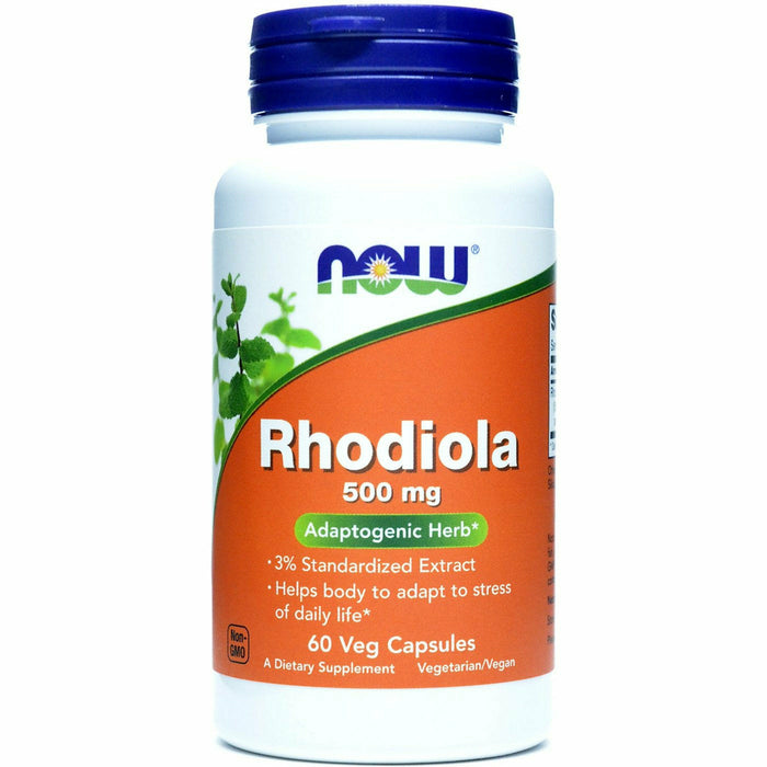 NOW Rhodiola 500 mg, 60 veg capsules, front of bottle