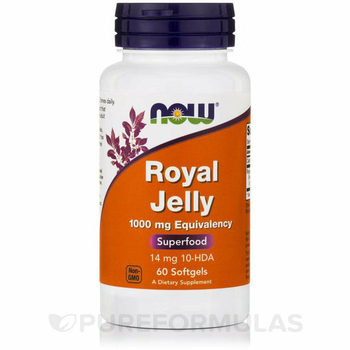 NOW Royal Jelly 1000 mg, 60 softgels, front of bottle