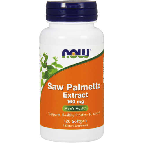 NOW Saw Palmetto Extract 160 mg, 120 softgels, front of bottle
