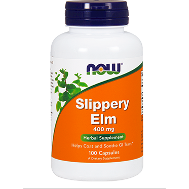 NOW Slippery Elm 400 mg, 100 capsules, front of bottle