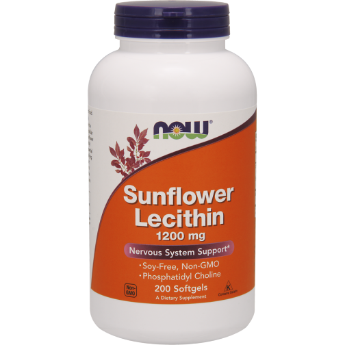 NOW Sunflower Lecithin 1200 mg, 200 softgels, front of bottle
