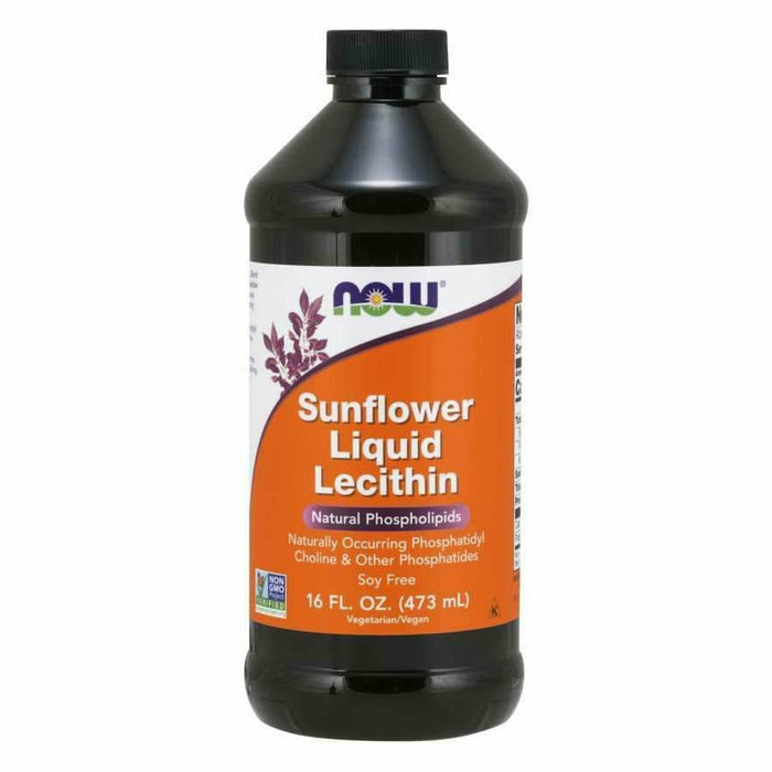 NOW Sunflower Liquid Lecithin, 16 fl oz, front of bottle