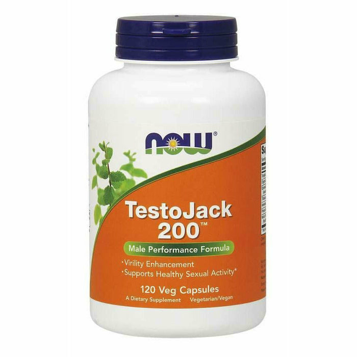 NOW TestoJack 200, 120 veg capsules, front of bottle