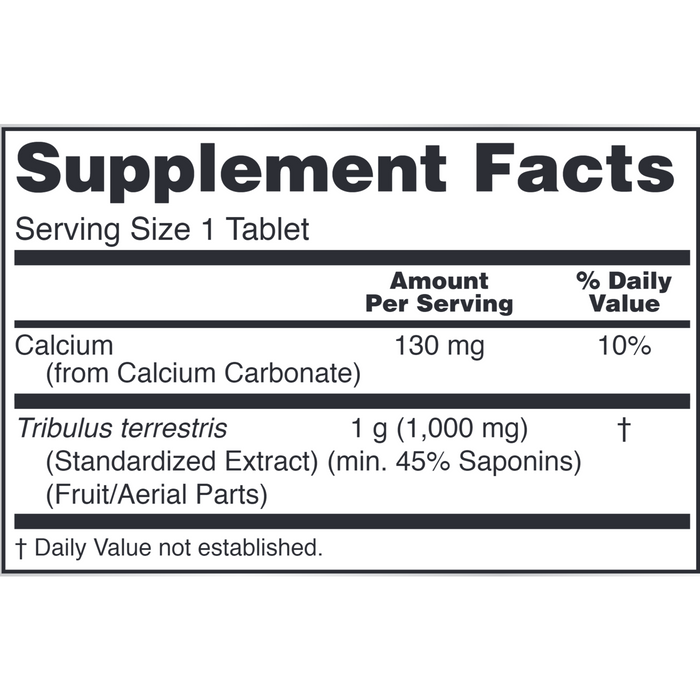 NOW Tribulus 1,000 mg supplement facts label
