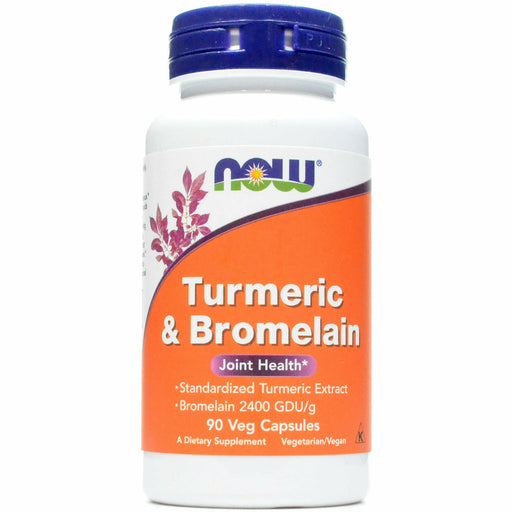 NOW Turmeric & Bromelain, 90 veg capsules, front of bottle