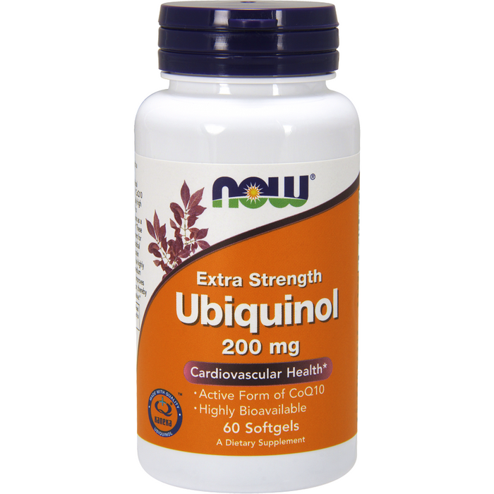 NOW Ubiquinol Extra Strength 200 mg, 60 softgels, front of bottle