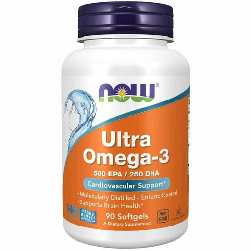 NOW Ultra Omega-3, 90 softgels, front of bottle