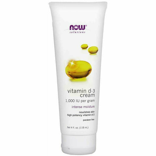 NOW Vitamin D-3 Cream, 4 fl oz, front of tube