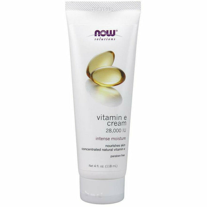 NOW Vitamin E Cream 28,000 IU, 4 fl oz, front of tube